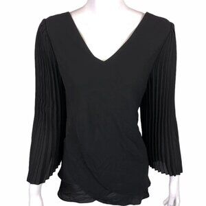 LAURIE FELT Black Pleated Sleeve Blouse Top S Tunic Whimsigoth Witchy